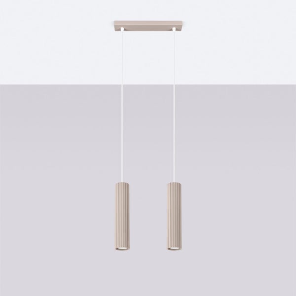 Pendelleuchte mit zwei zylindrischen Lampenschirmen