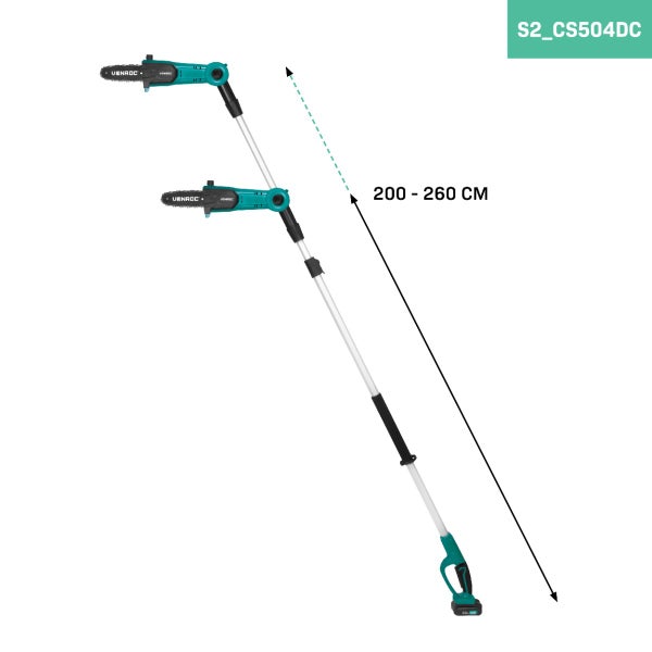 VONROC Hochentaster Teleskop Kettensäge Akku - Astschere Baumschere mit Teleskopstiel 20V - 200 bis 260cm - Inkl. 4Ah Akku und Ladegerät