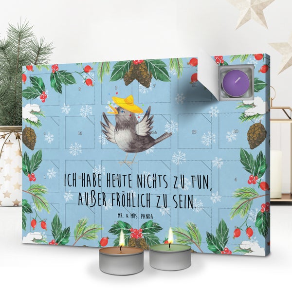 Mr. & Mrs. Panda Duftkerzen Adventskalender Rabe Sombrero - Blau Pastell