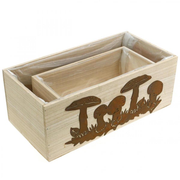 Holz Pflanzkasten mit Pilzdekor