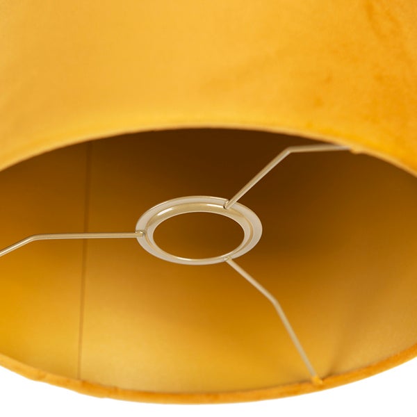 Velours Lampenschirm gelb 25/25/25 mit goldener Innenseite