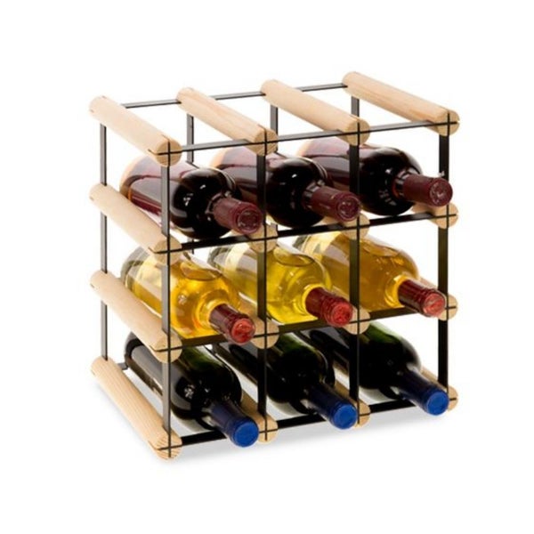 PROREGAL Modulares Weinregal Vinotega Mod Metal HxBxT 32,5 x 32,5 x 24,5 cm 3 x 3 Flaschen Massives Kiefernholz Natur