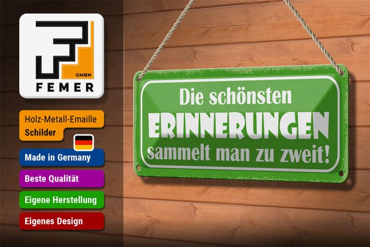 Blechschild Spruch 27x10cm Erinnerungen sammeln zu zweit Dekoration