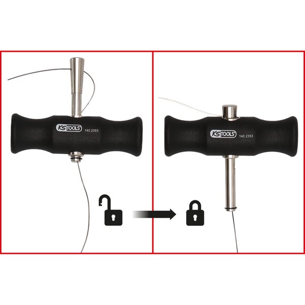 Autoglas-Ausbauwerkzeugsatz mit Ausdrückdorn, Schneiddraht und Schneiddrahtgriffen