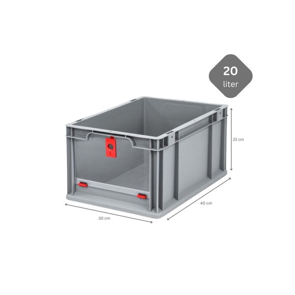 PROREGAL SparSet 10x Eurobox NextGen Insight Cover HxBxT 22 x 30 x 40 20 Liter Hoch/Rot Eurobehälter Transportbox