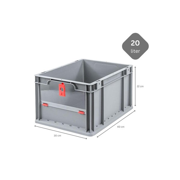 PROREGAL SparSet 5x Eurobox NextGen Insight Cover HxBxT 22 x 30 x 40 20 Liter Niedrig/Rot Eurobehälter Transportbox