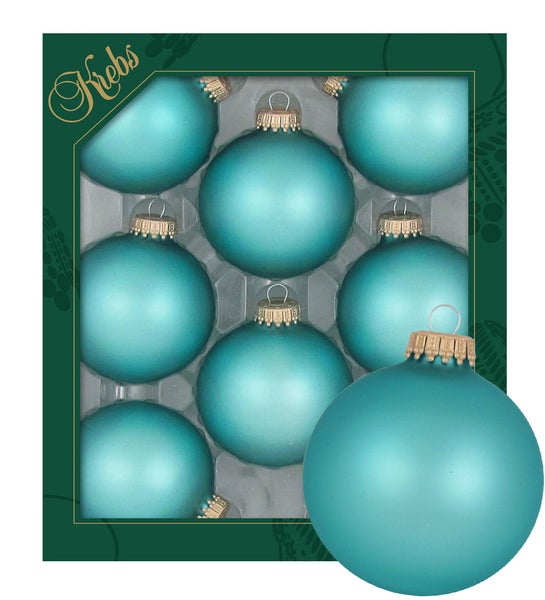 Aquamarin matt 7cm Glaskugeln uni, 8 Stck., Weihnachtsbaumkugeln, Christbaumschmuck, Weihnachtsbaumanhänger