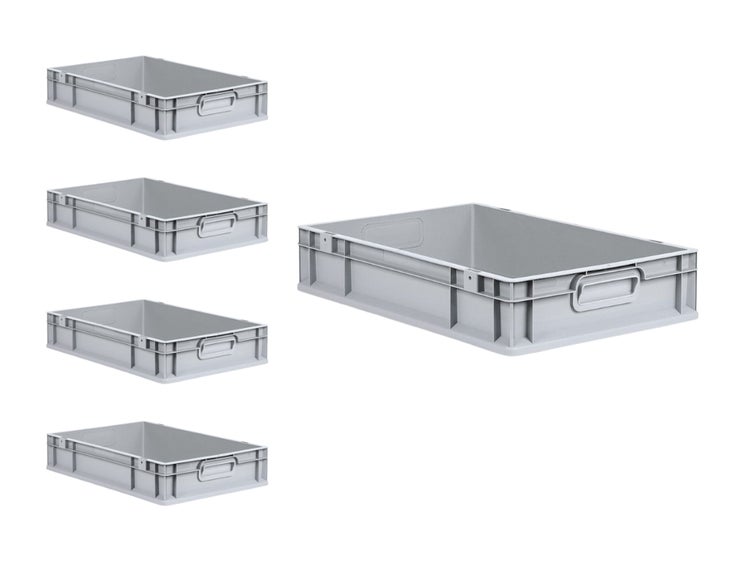 PROREGAL Spar Set 5x Eurobox Nextgen Economy Griffe Geschlossen HxBxT 12 x 40 x 60 cm 23 Liter Eurobehälter Transportbox Transportbehälter