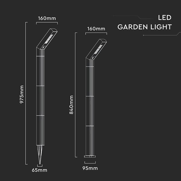 Technische Zeichnung einer LED Gartenleuchte mit Maßangaben