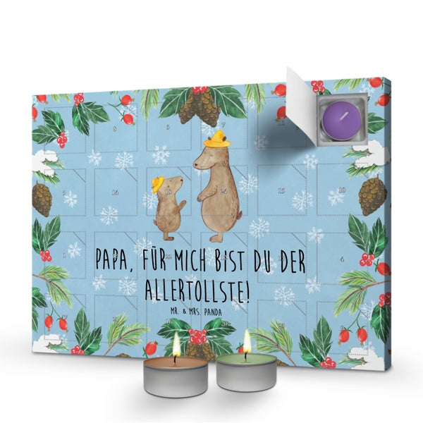 Mr. & Mrs. Panda Duftkerzen Adventskalender Bären mit Hut - Blau Pastell