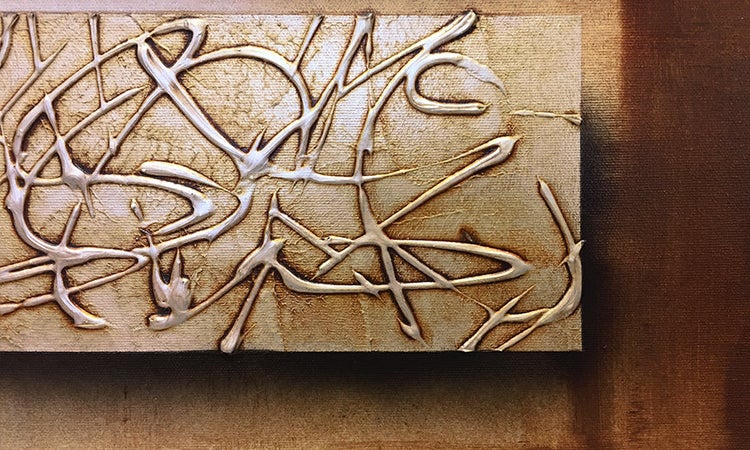 Das Leinwandbild -Silver Tracks- 200x60x2 cm handgemaltes Unikat