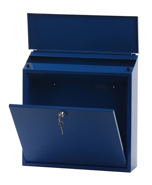 PROREGAL Wandbriefkasten Malagan Mit Zylinderschloss HxBxT 37 x 37 x 11,5 cm Einwurfsöffnung 35,8 x 4 cm Blau