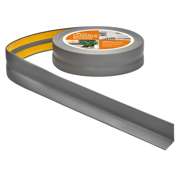 Quest Weichsockelleiste Selbstklebend 30 x 30 mm, PVC, Flexibel, Dunkelgrau, 25 Meter
