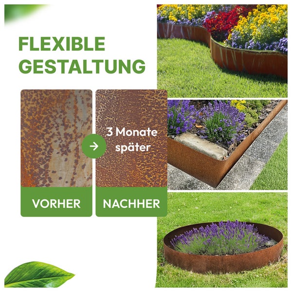 Flexible Gartengestaltung mit Rostoptik-Beeteinfassung
