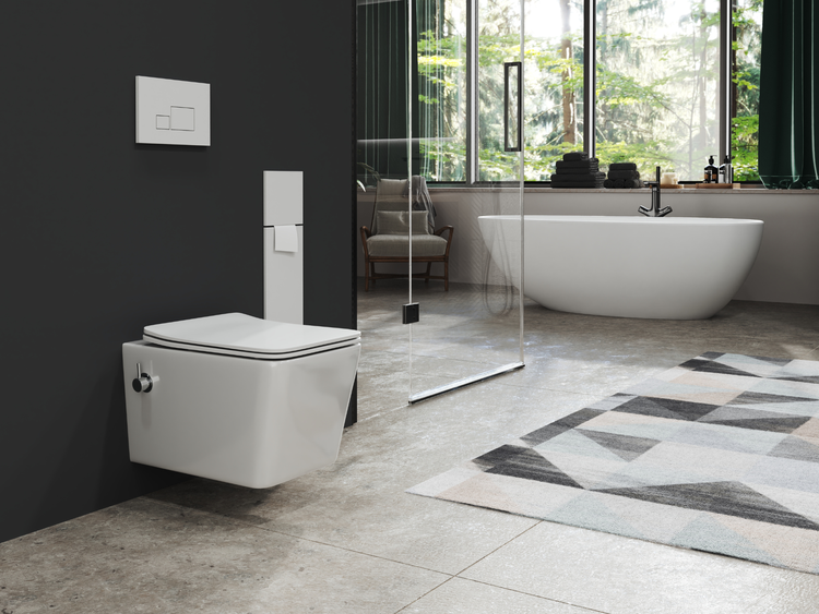 Aqua Bagno Design Hänge-Dusch-WC Delta 2.0 – Spülrandlos – mit Bidetfunktion – Softclose-Sitz