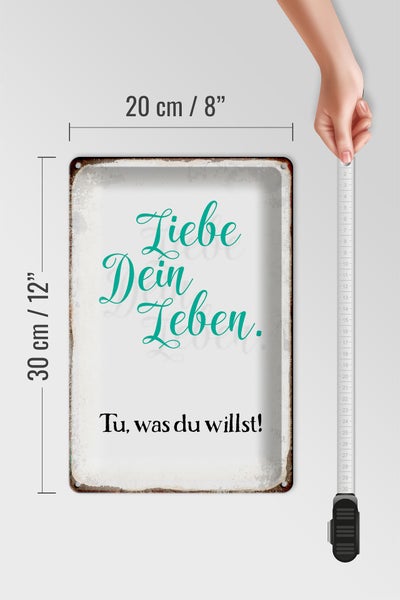 Blechschild Spruch 20x30cm liebe dein Leben tue was willst