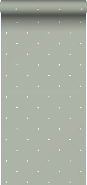 Sanders und Sanders Tapete Blumen Graugrün und Weiß - 53 cm x 10 m - 640411
