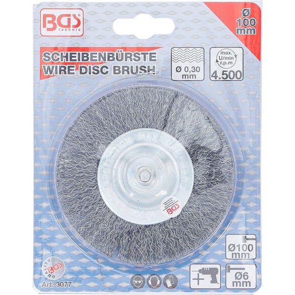 BGS technic Scheibenbürste aus Draht, Durchmesser 100 Millimeter