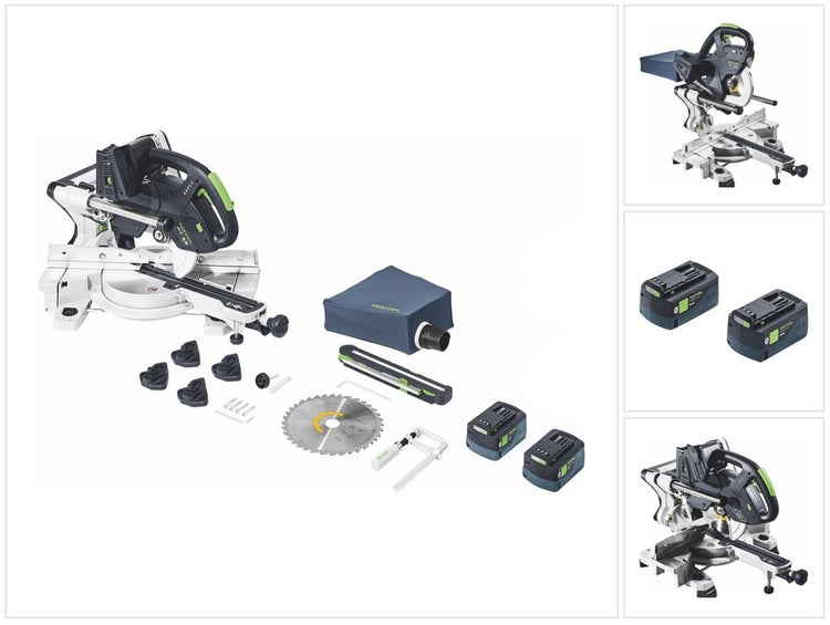 Festool KSC 60 EB-Basic KAPEX Akku Kapp Zugsäge 18 V / 36 V 216 mm Brushless + 2x Akku 5,0 Ah - ohne Ladegerät