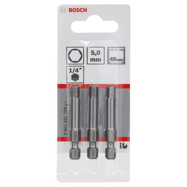 Bosch 3x Schrauberbit Extra-Hart, HEX 5, 49 mm - 2607001734