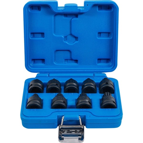 BGS Kraft-Bit-Einsatz-Satz Antrieb Innenvierkant 12,5 mm (1/2) Innenvielzahn (für XZN) M4 - M16 9tlg. - 5487