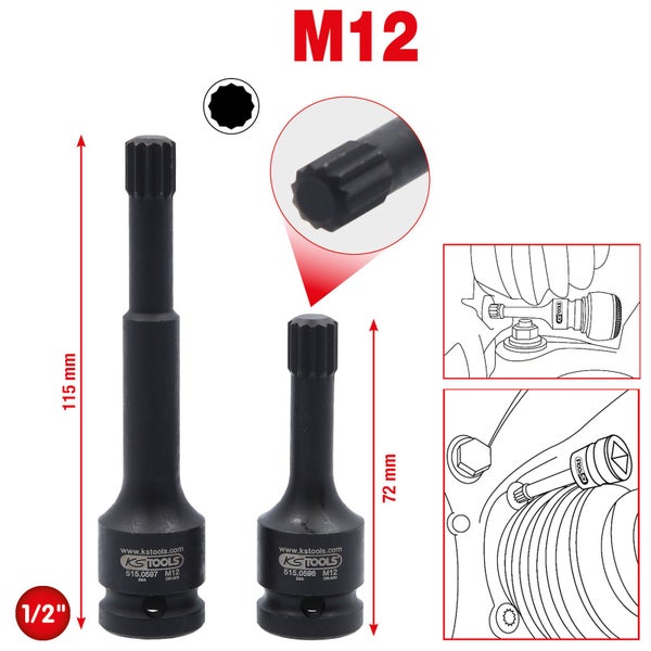KS TOOLS 1/2 Spezial-Kraft-Bit-Stecknuss-Satz Vielzahn 2tlg. - 515.0595