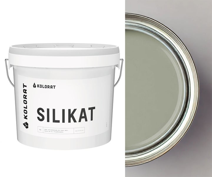 Eimer mit Kolorat Silikat Wand und Deckenfarbe fuer den Innenbereich fuenf Liter
