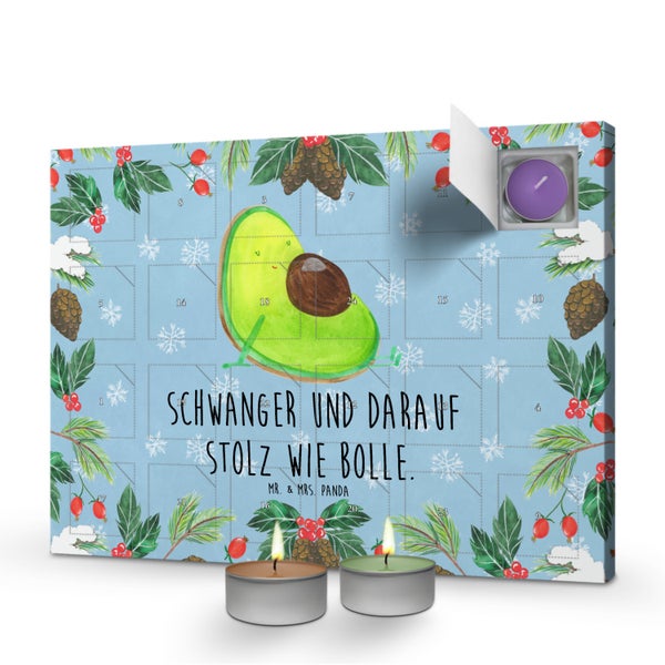 Mr. & Mrs. Panda Duftkerzen Adventskalender Avocado Schwangerschaft - Blau Pastell