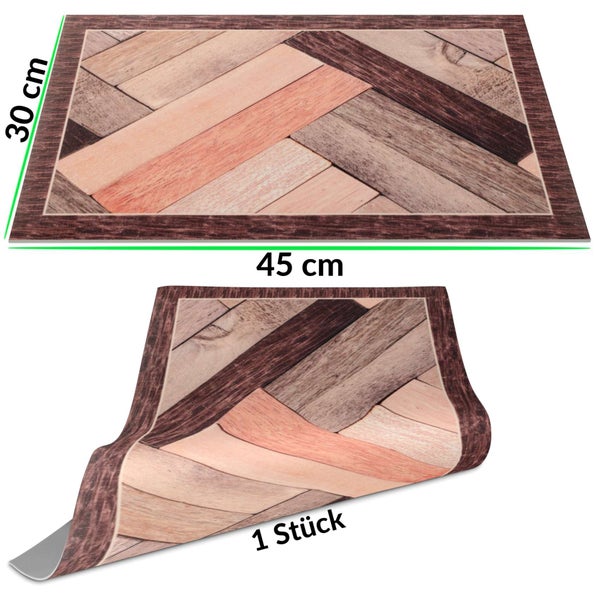 Tischset mit Holzplankenmuster in Braun und Beige, Abmessungen 30 mal 45 Zentimeter, 1 Stück.