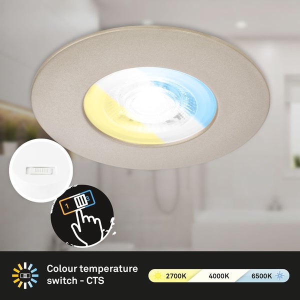 CTS LED recessed spots, set of 3, matt-nickel, 3xL