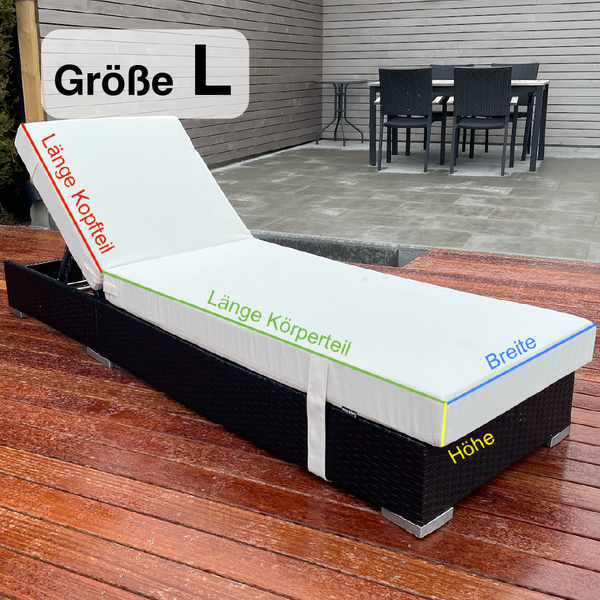 Lulu-Belle Liegeauflage Miami Größe L | nach Maß – Individuelle Größe & Farbe | Perfekte Passform für Ihre Sonnenliege | Maßgefertigte Liegeauflage Sitzauflage | Länge bis 220 cm, Breite bis 100 cm, Höhe bis 8 cm