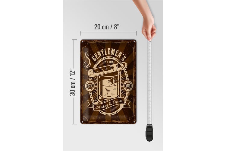 Blechschild Spruch Gentlemen`s Club Whiskey & Cigars 20x30cm