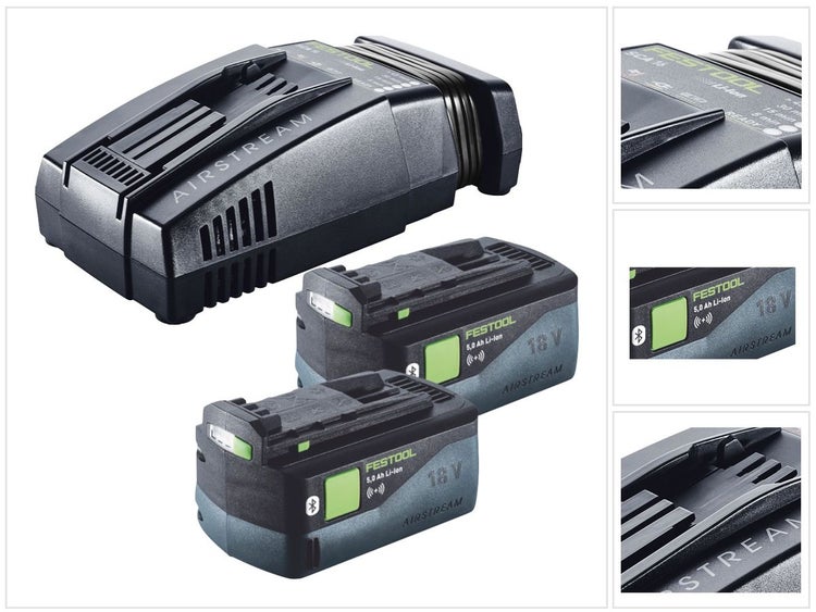 Festool Energie Set 2x BP 18 Li 5,0 ASI EU Akkupack 18 V 5,0 Ah ( 2x 577660 ) + SCA 16 Schnellladegerät 10,8 V - 18 V ( 576953 )