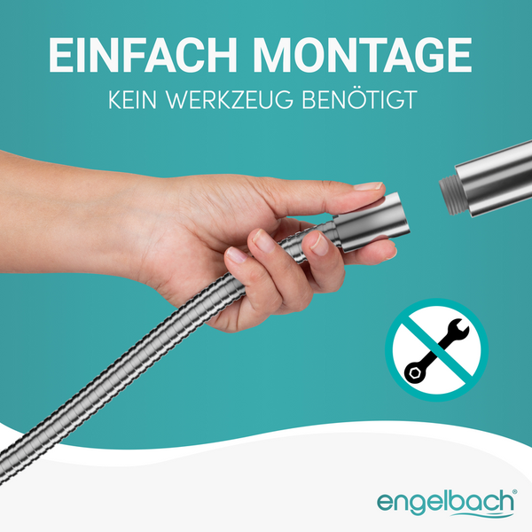 ENGELBACH Brauseschlauch Edelstahl 1,25m x 1/2”-  Standard Anschluss