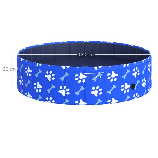PawHut Hundepool, Ø120 x 30H cm, kunststoff, Verbundwerkstoffplatte, Blau