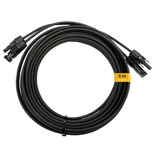Solarkabel 5 Meter lang mit 4 Quadratmillimeter Querschnitt und MC4 Steckern.