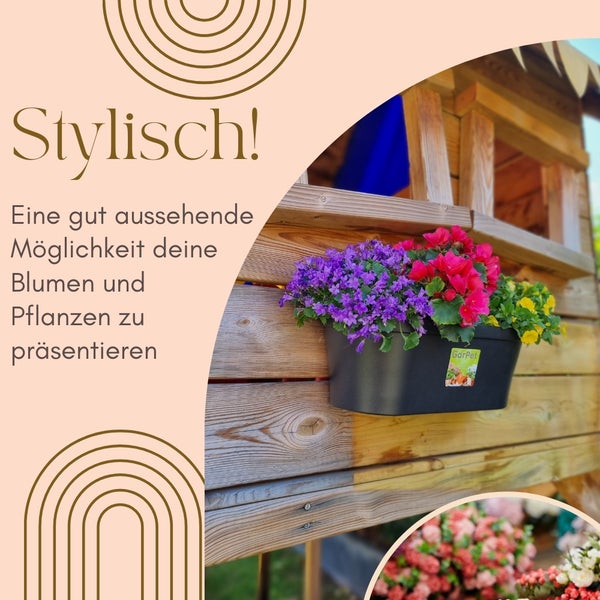 6x Wand Blumentopf im Set Wandblumentopf Wandtopf Pflanzgefäß Blumenkasten Outdoor Wandblumenkasten Wandpflanztopf Wandampel Anthrazit