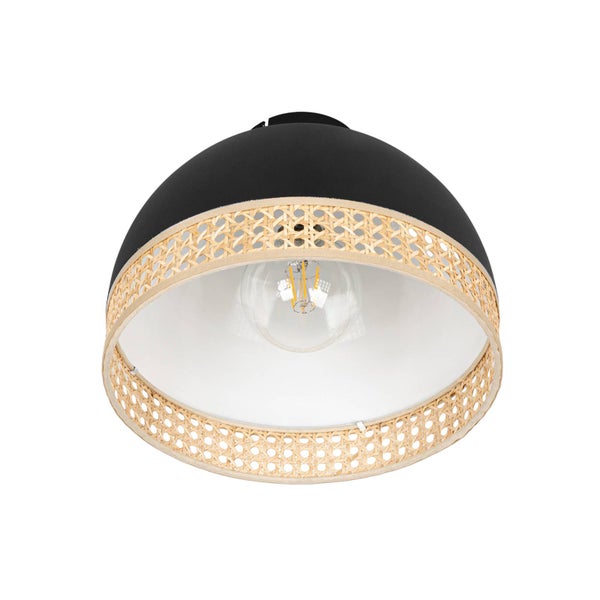 Deckenleuchte aus Metall und Rattan