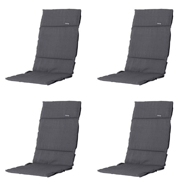 Hochlehnerauflage Fiber Deluxe Panama grau - Ca. 125x50 cm - 4er-Set
