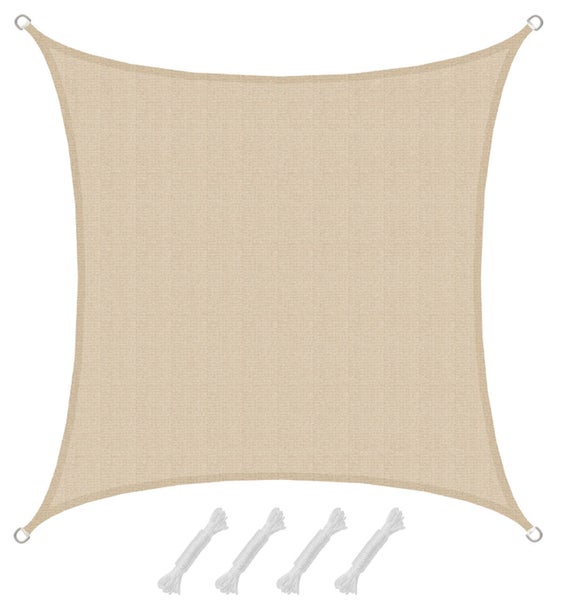 AMANKA UV Sonnensegel - 2x2 m HDPE Quadratisch - Sonnenschutz Plane Überdachung Garten Balkon Beige