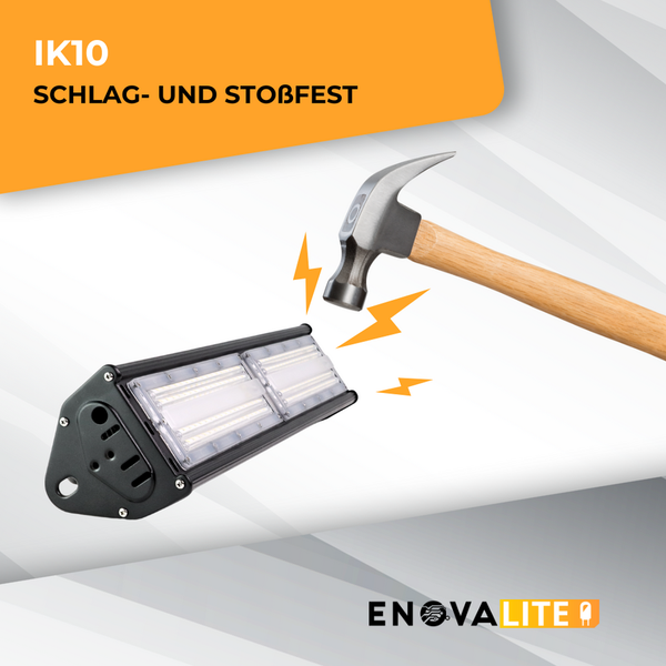 Schlagfeste LED-Leuchte wird mit einem Hammer getestet