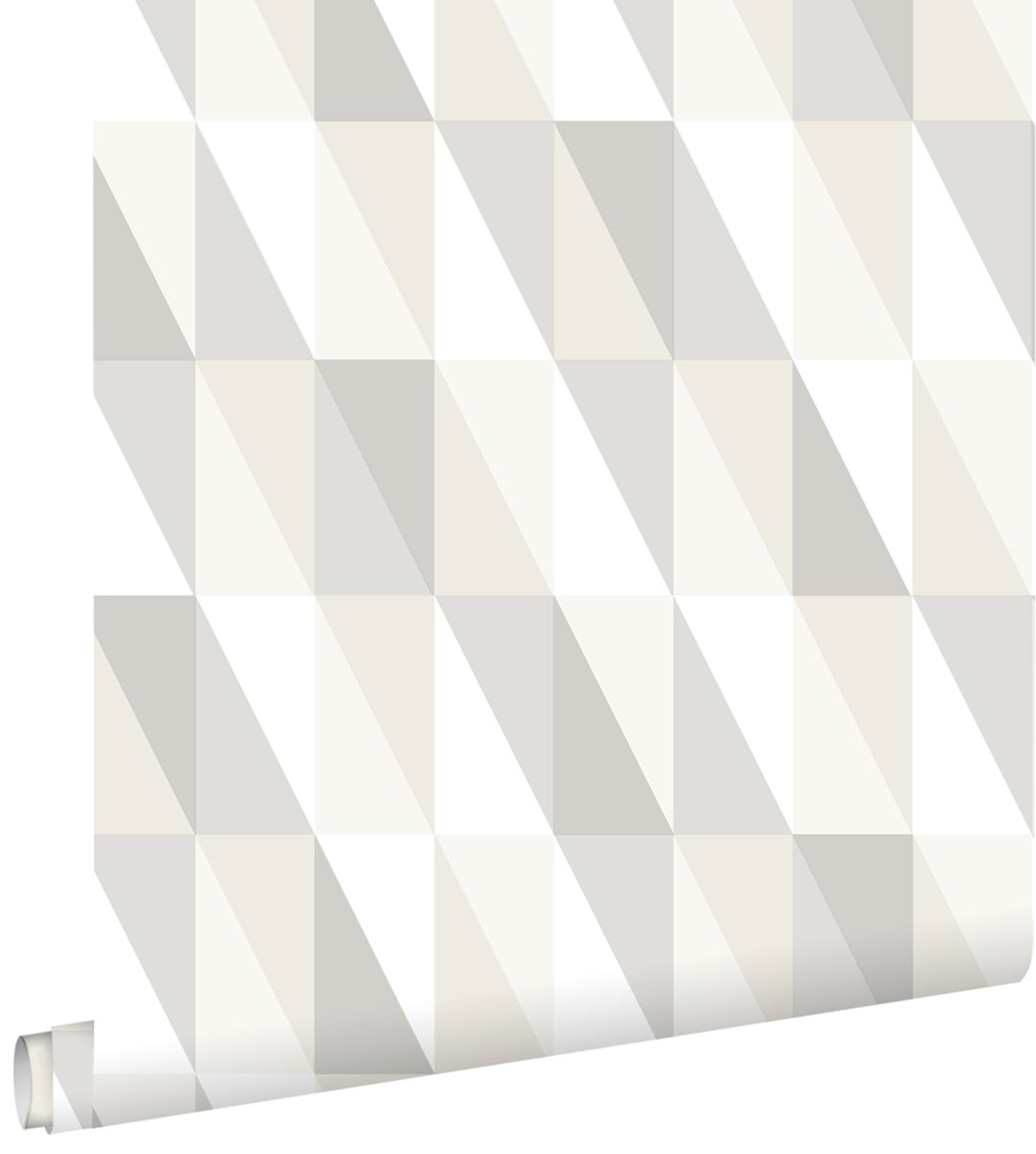 ESTAhome Tapete grafische Dreiecke Silber, Grau und Beige - 53 cm x 10,05 m - 138922