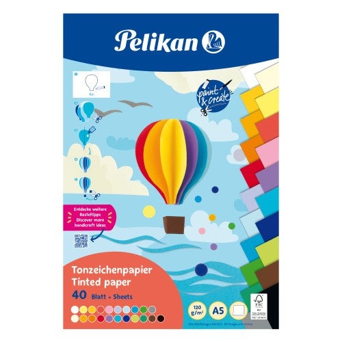 Pelikan Tonpapier Block A5, 40 Blatt in 20 Farben