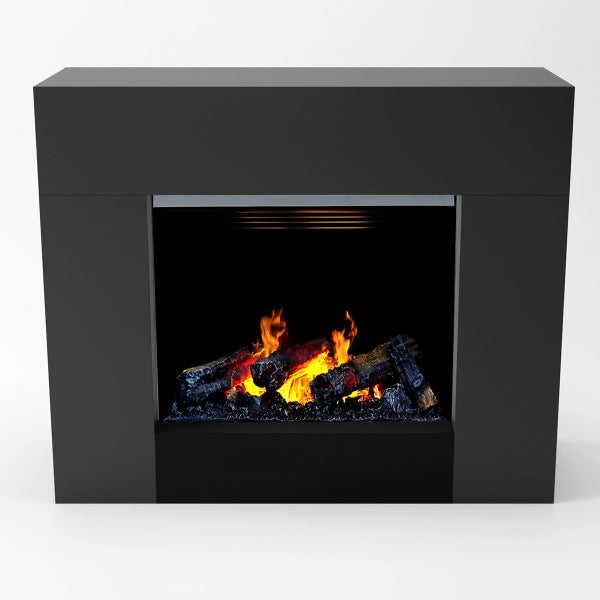 GLOW FIRE Elektrokamin 'Kronos Opti Myst' | Wasserdampf Kamin mit Heizung inkl. Holz in schwarz als Standkamin| HxBxT: 90x120x40 cm