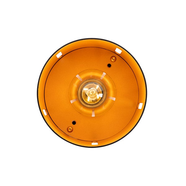 Ansicht einer runden Deckenleuchte mit Glühbirne