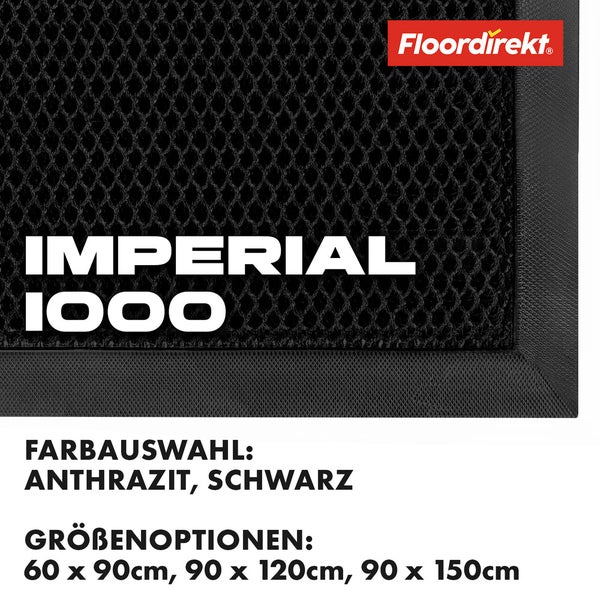 FLOORDIREKT Fußmatte Imperial 1000 - Innovatives 3D-Netz zur effektiven Filterung - Schwarz - 90 x 150 cm