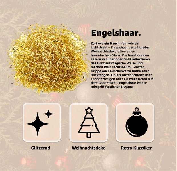 Goldfarbenes Engelshaar für festliche Dekorationen