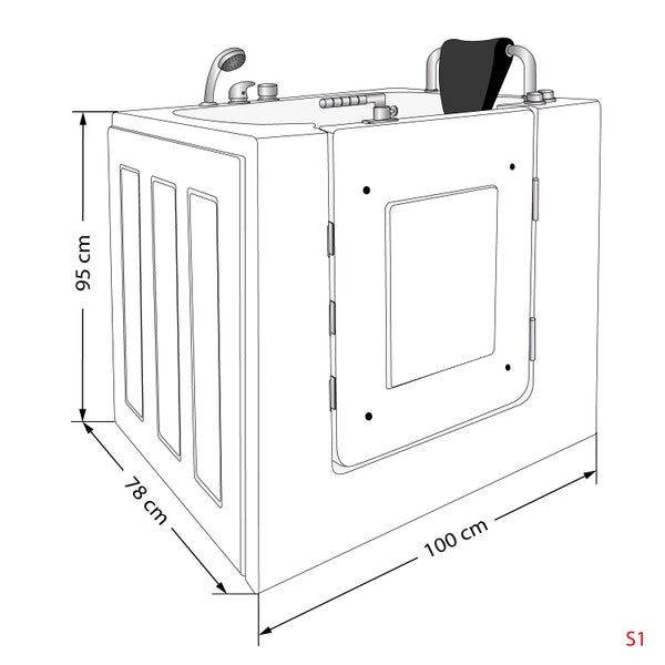 Sitzwanne Whirlpool Wanne mit Tür S02WP-TH-A-R 78x100cm