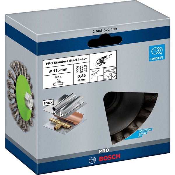 Bosch PRO Stainless Steel heavy Kegelbürste 115 x 0,35 mm Gewinde - 2608622109