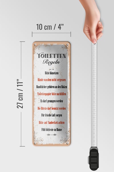 Blechschild Spruch Toilletten Regeln darf gesungen 10x27cm
